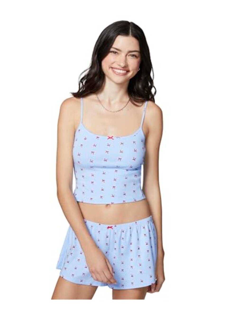 Womens Holiday Sleep Cami and Shorts Pajama Set 2-Piece Gift
